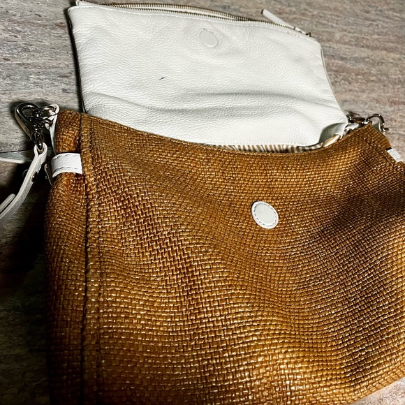 Kate Spade ♠️ white leather and burlap shoulder bag - Picture 14 of 16